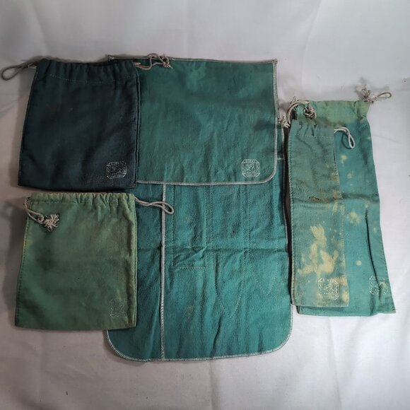 Birks Italy 5 Set Green Vintage Storage Bag Knives Silver Anti Tarnish Roll - Picture 1 of 13